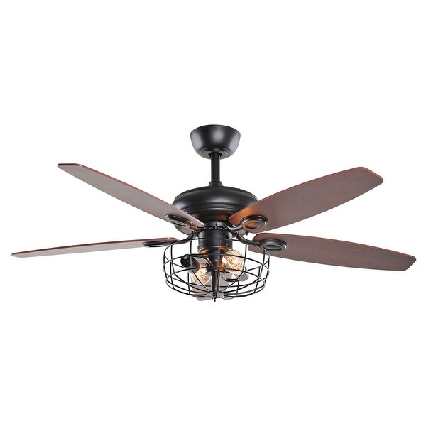 Black 52-inch 5-Blade Caged Ceiling Fan with Remote - 52 Inches