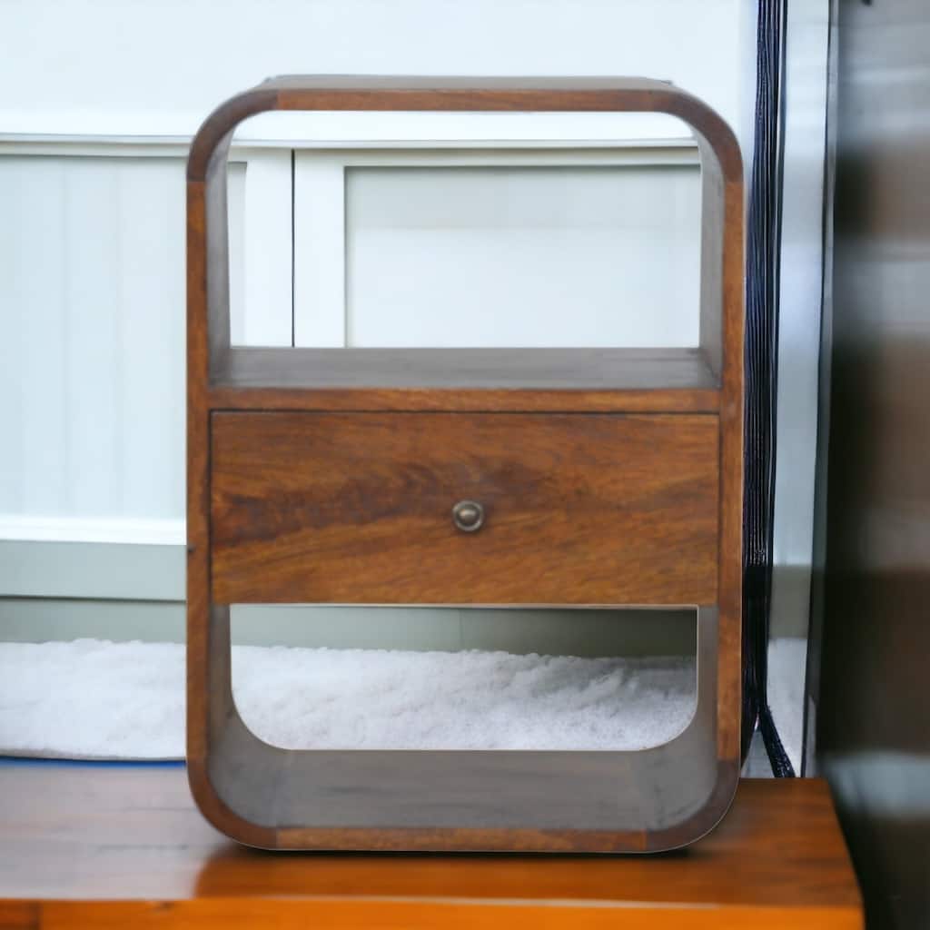 Artisan Furniture Solid Wood Chestnut Curved Edge Nightstand