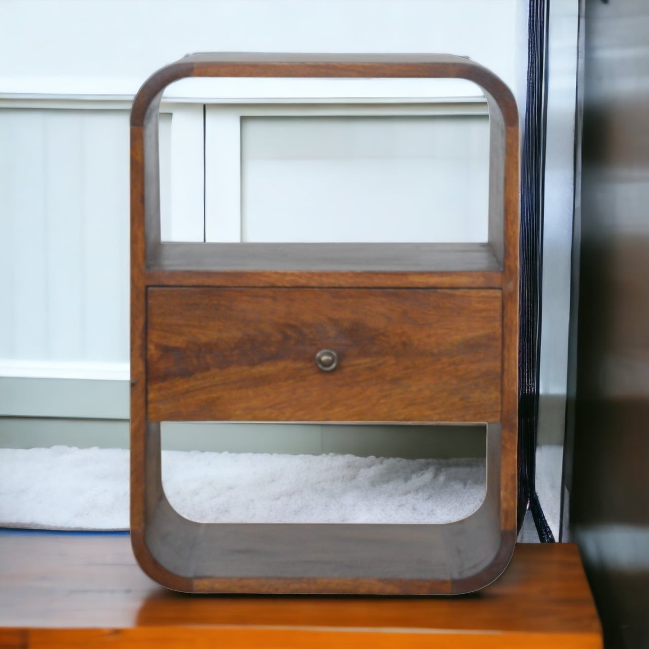 Artisan Furniture Solid Wood Chestnut Curved Edge Nightstand