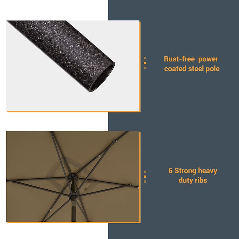 BONOSUKI Outdoor 10 x 6.5ft LED Rectangula Umbrella Patio Market Table Umbrella Aluminium/Steel with Tilt