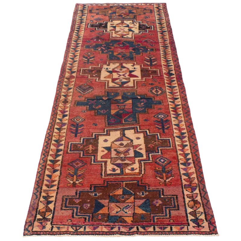 ECARPETGALLERY Hand-knotted Melis Vintage Red Wool Rug - 3'8 x 11'10