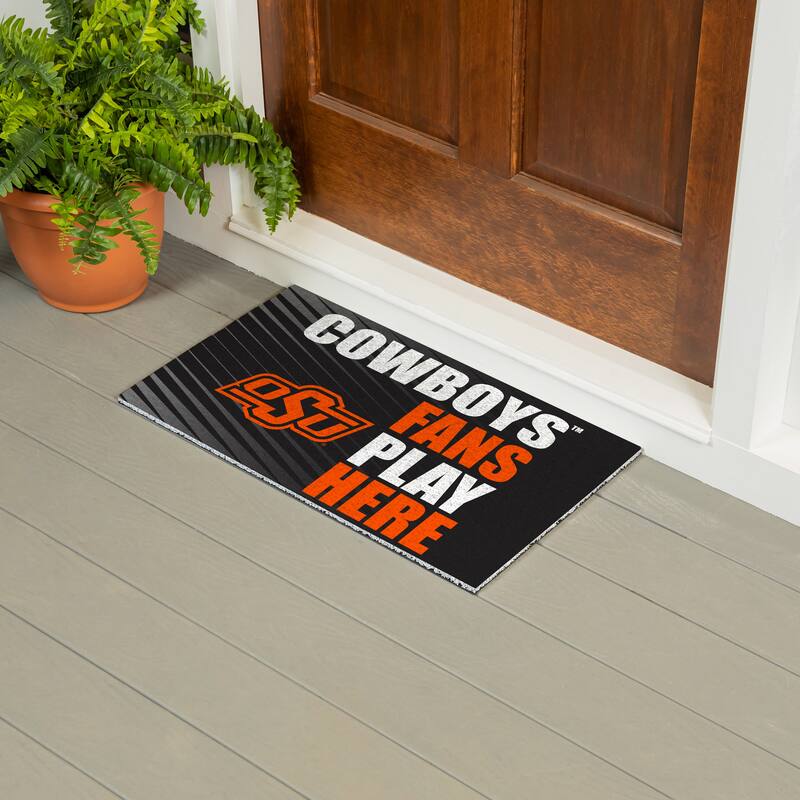 28 in. x 16 in. Oklahoma State University "Fans Play Here" PVC Door Mat