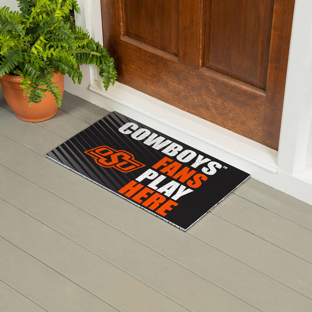 28 in. x 16 in. Oklahoma State University "Fans Play Here" PVC Door Mat