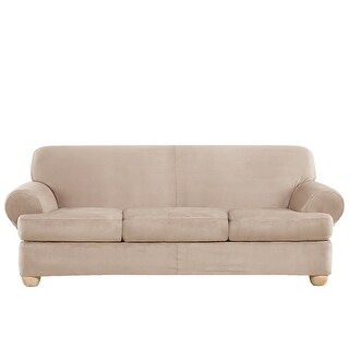 SureFit Ultimate Stretch Suede 4 Piece T Cushion Sofa Slipcover