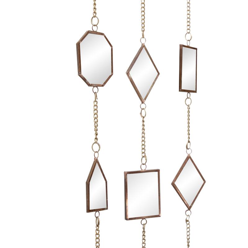 Metal Geometric Windchime with Glass Mirrors and Bells - Brown - Roche River Decor