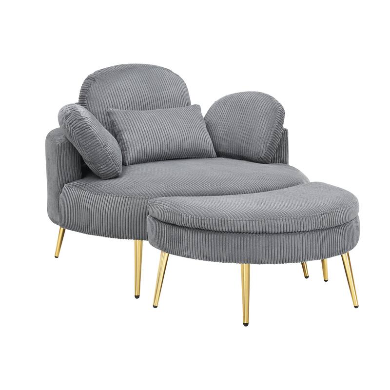 61 inches comfortable seat with small end table,for small apartment, bedroom, space balcony small sofa - Gray