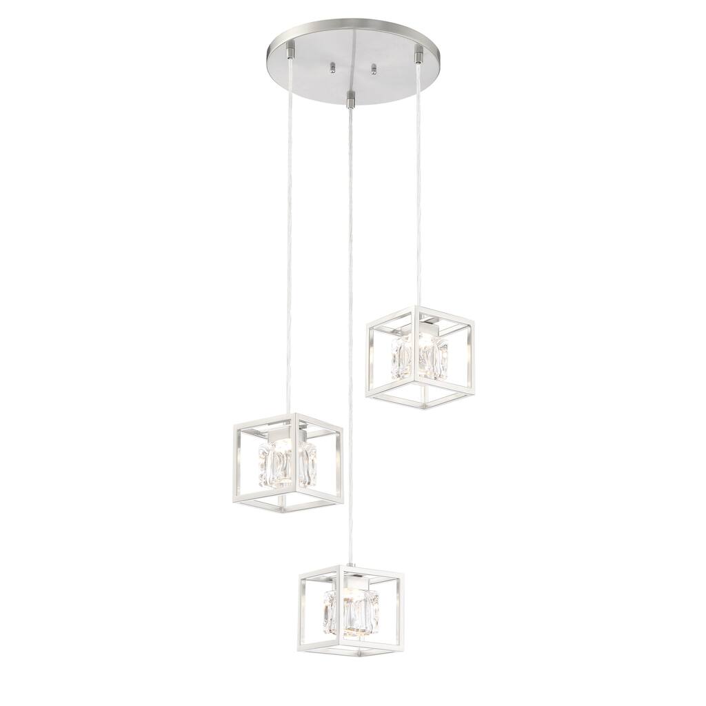 George Kovacs San Marin Brushed Nickel And Clear 3 Light Pan Pendant