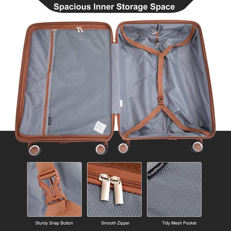 5-Piece, Luggage Sets, Hard-Shell Luggagewith Combination Lock and Spinner Wheels, for Boarding Travel, Black