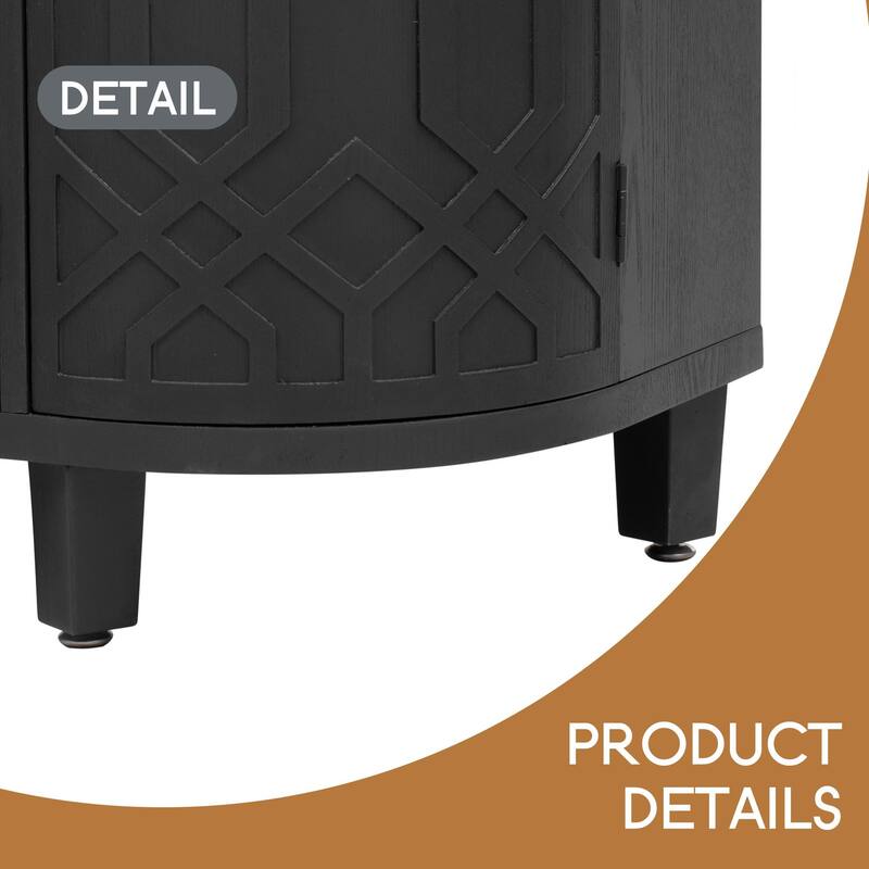 Curved Design Storage Cabinet made of Fraxinus Mandschuric Solid Wood Veneer, Featuring Four Doors and Adjustable Shelves