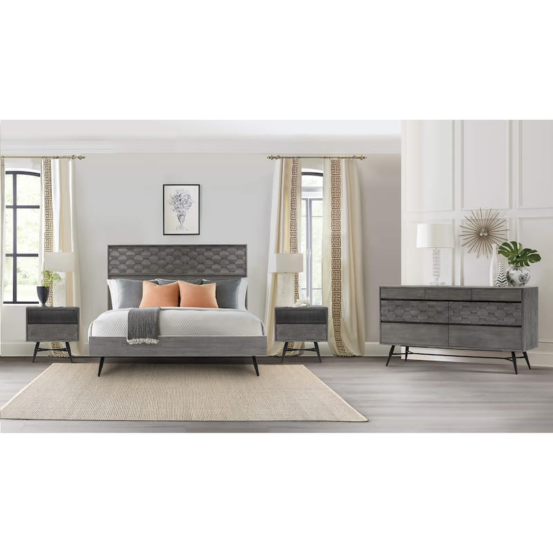 Makena Modern 4 Piece Acacia Wood Bedroom Set