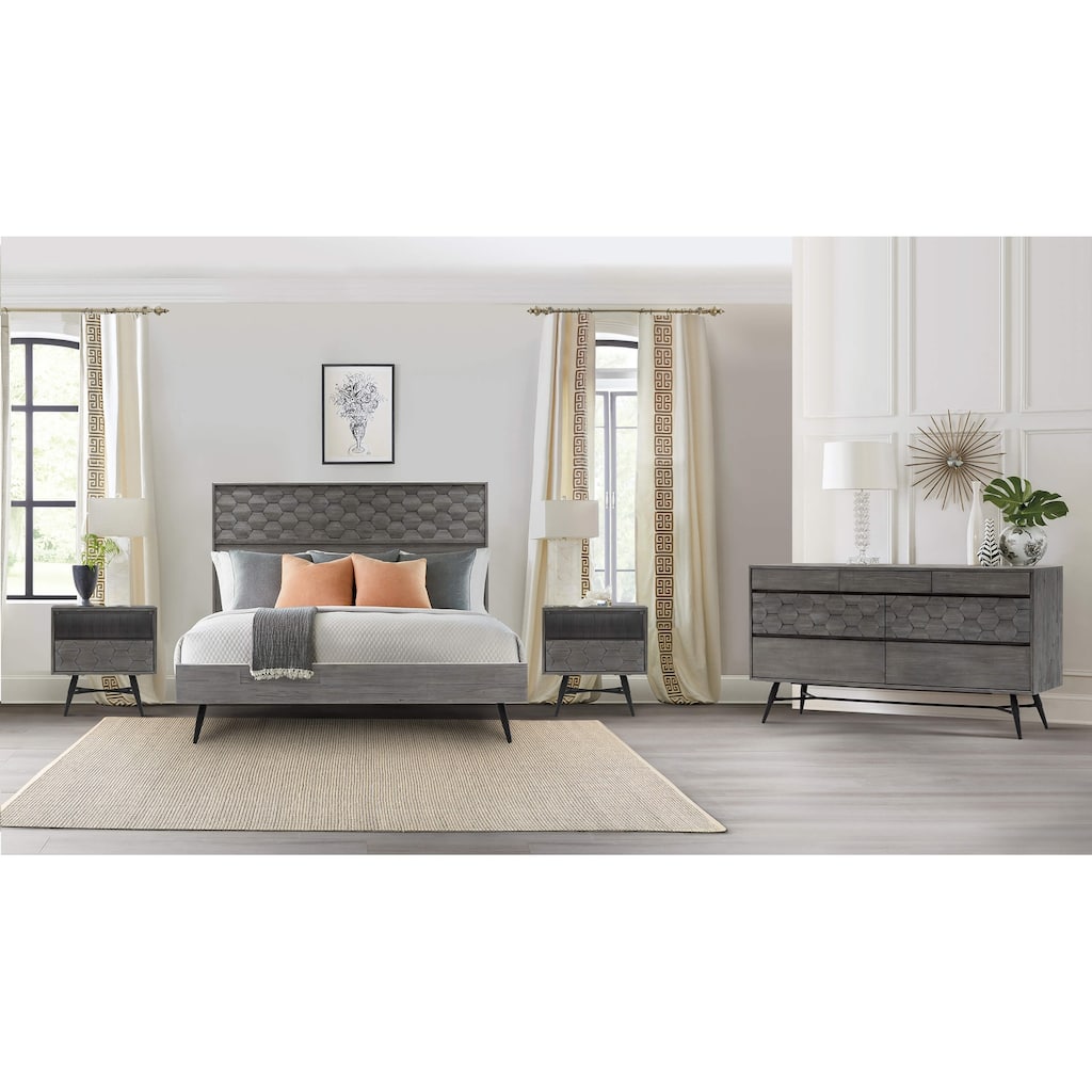 Makena Modern 4 Piece Acacia Wood Bedroom Set