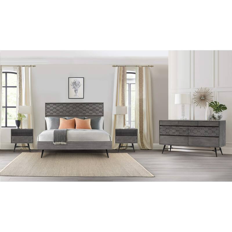 Makena Platform Bed Frame in Grey Acacia Wood