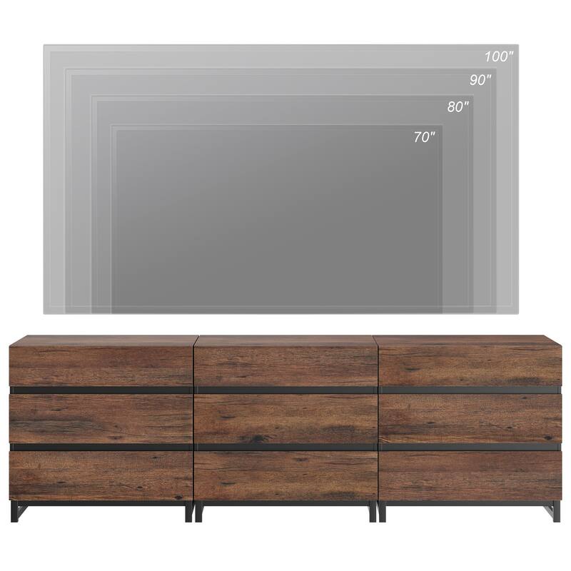 Modern TV Stand, Entertainment Center TV Console Table with Drawers and Metal Base, Media Console for Living Room, Bedroom