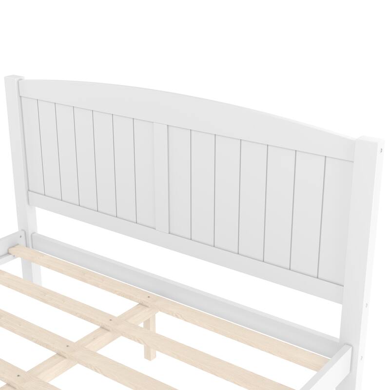 King/Queen/Full Size Platform Bed, Solid Wood Bed Frame with Support Slats, No Box Spring Needed, Sturdy Structure
