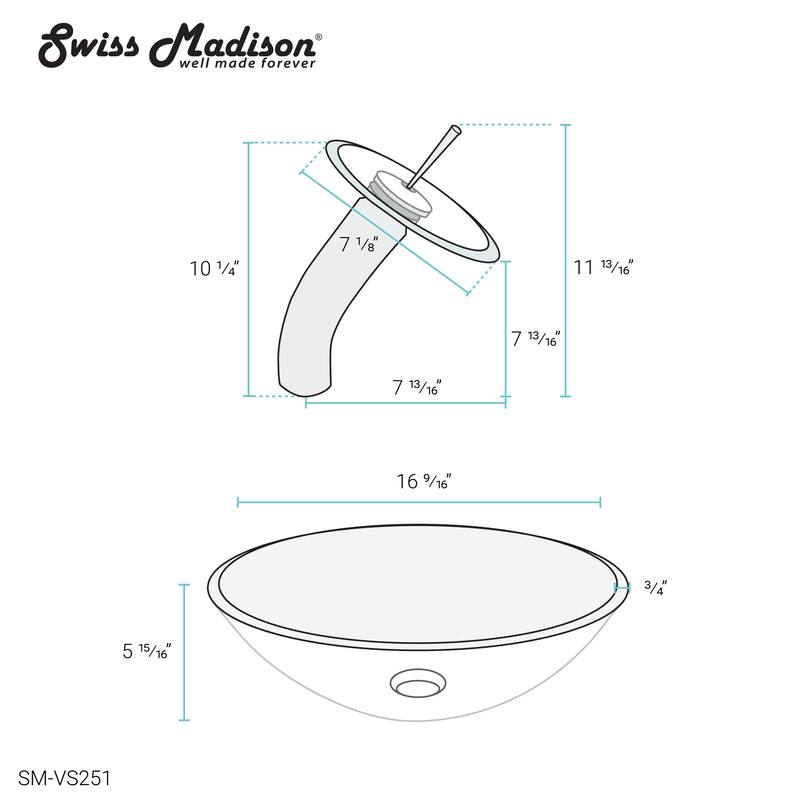 Cascade 16.5 Glass Vessel Sink with Faucet
