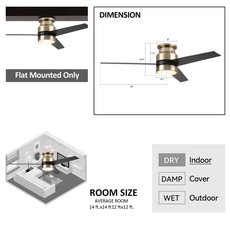 CARRO Aurora 52" 3-Blade Indoor Smart Ceiling Fan with Light and Wall Control