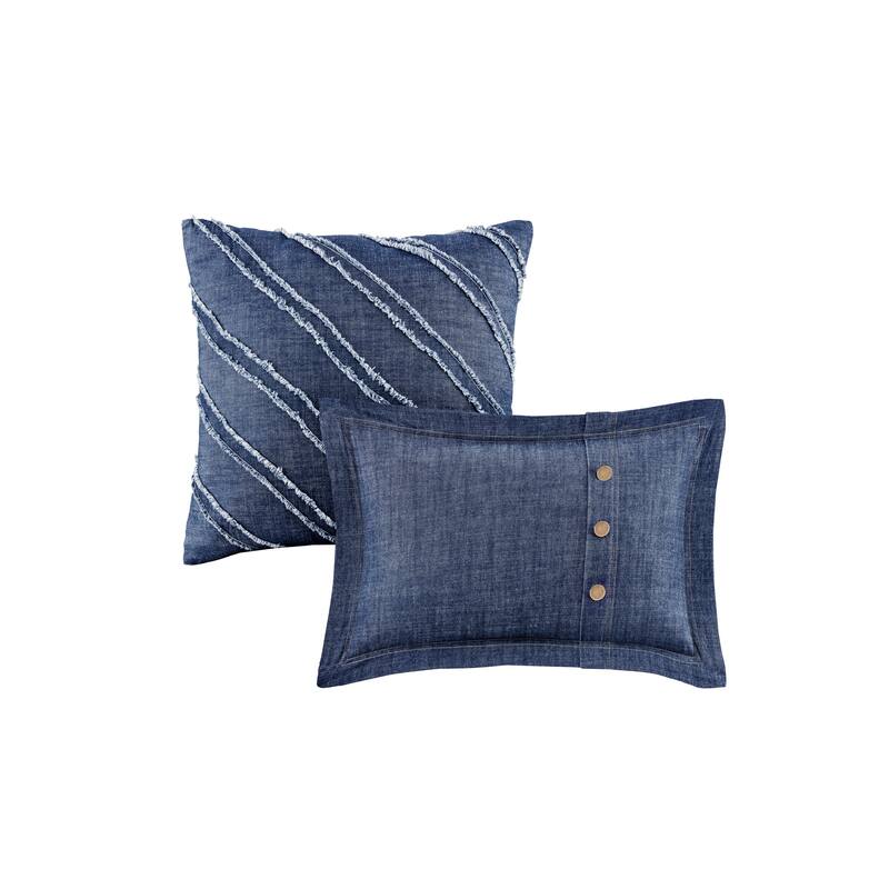 Woolrich Perry Blue Oversized and Overfilled Denim Comforter Set