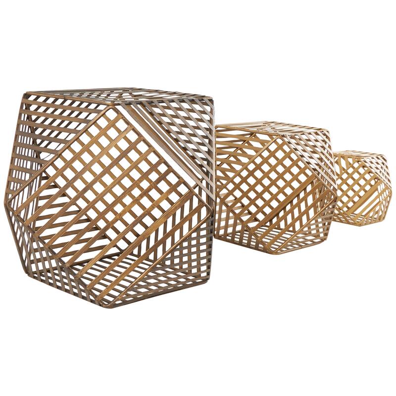 Gold Metal Geometric Decorative Sculpture (Set of 3)
