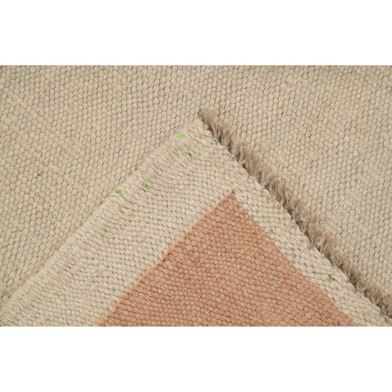 Hand Woven Oriental 100% Wool Carpet Southwestern Tribal Beige & Ivories Kilim Area Rug - 8' 10'' X 5' 8''