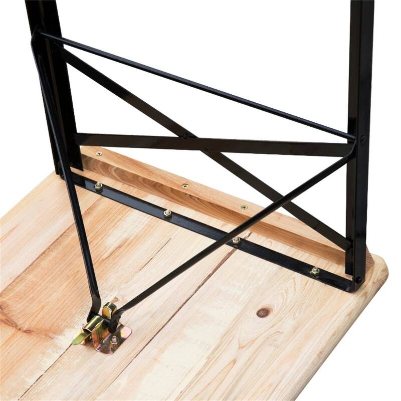 Folding Picnic Table and Bench Set Solid Wood Tabletop Steel Frame Portable Outdoor Patio Garden - 71"L x 10"W x 18"H