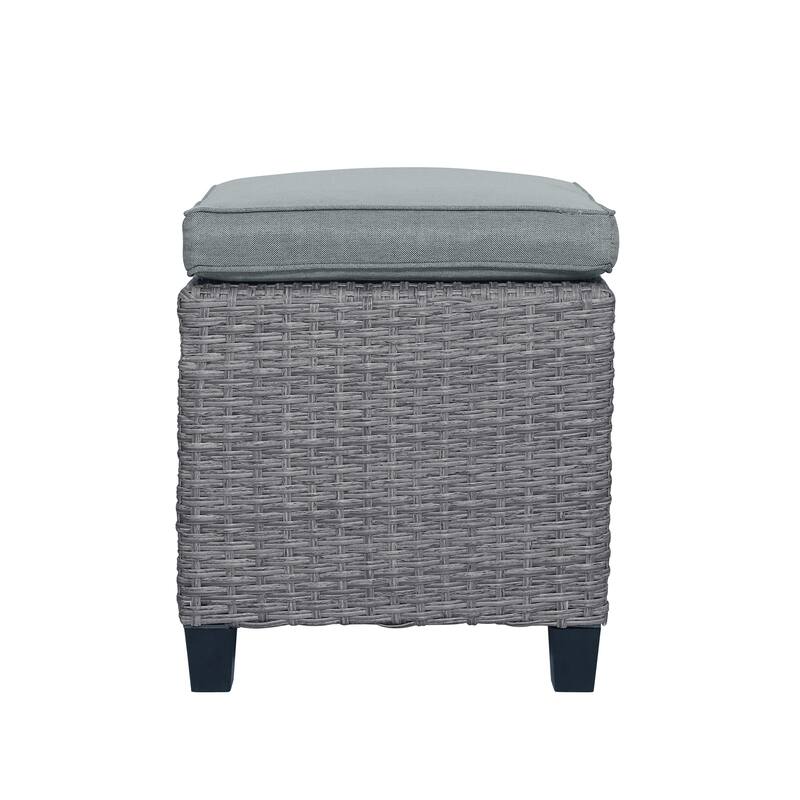 6-Piece Outdoor Patio Rattan Sofa Set with Dining Table, Chair, and Stools