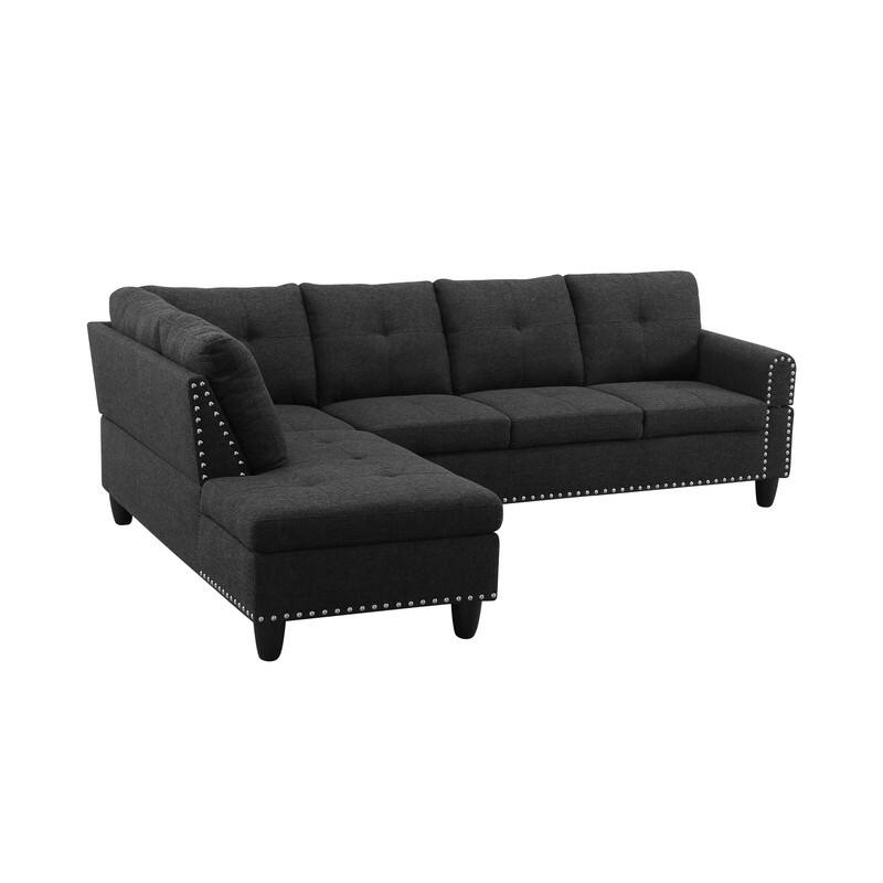 Modular Living Room Sectional with Storage Ottoman and Flip-Top Console, Black or Gray