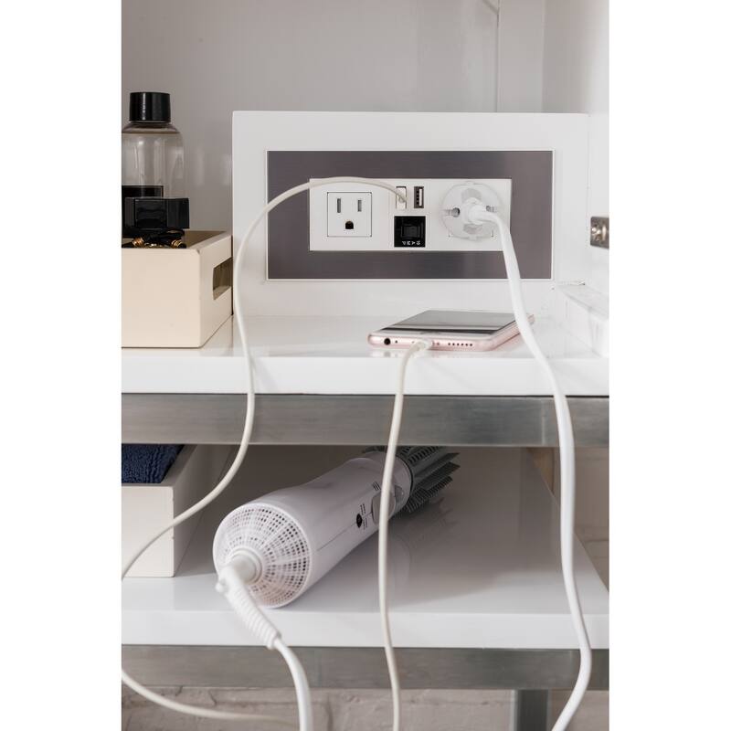 James Martin Vanities Columbia 59" Double Vanity, Glossy White with Brushed Nickel Hardware
