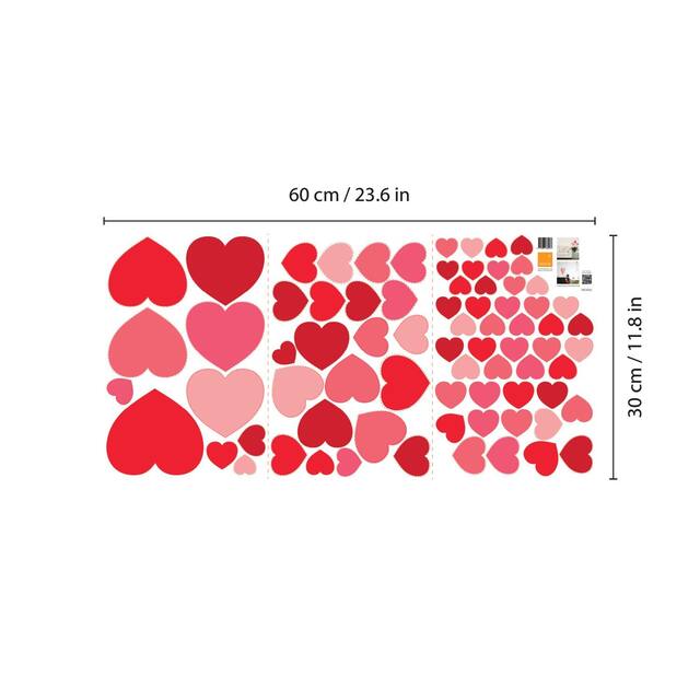 Walplus Pink Red Heart Shaped Wall Sticker Home Decor Minimalist Decal