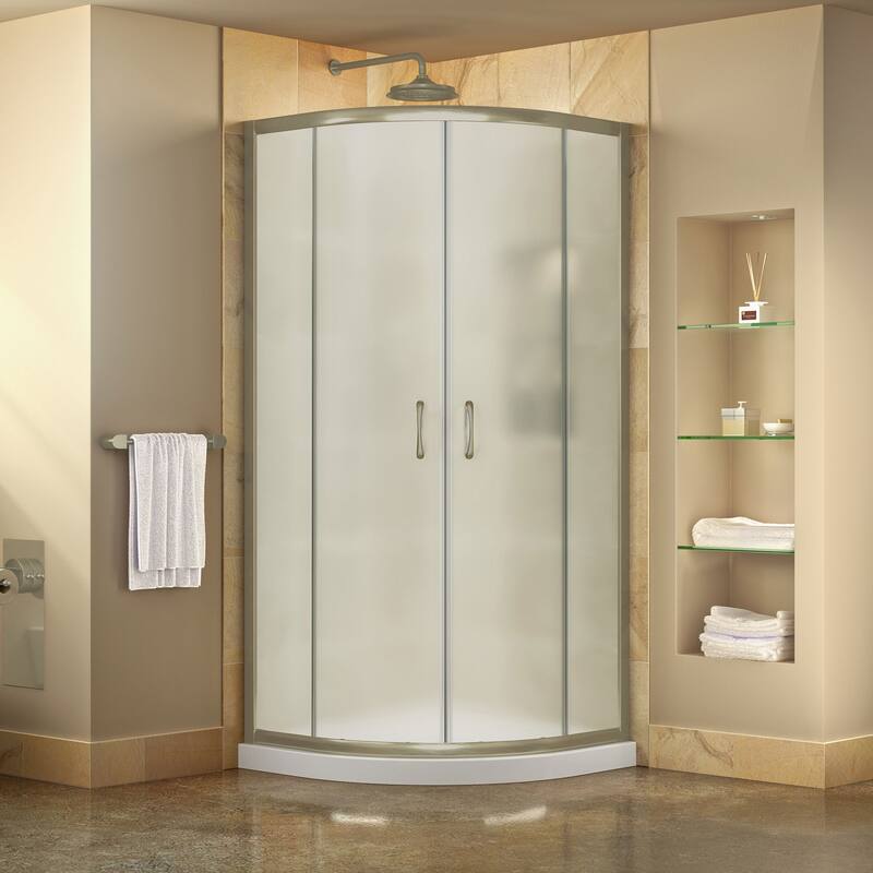 DreamLine Prime 38 in. x 38 in. x 74 3/4 in. Sliding Shower Enclosure and Shower Base Kit - 38" x 38"