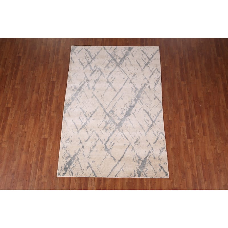 Abstract Modern Area Rug Hand-Knotted Wool Carpet - 5'3"x 7'7"