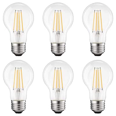 Luxrite Vintage A19 LED Light Bulbs 8W=60W 3500K Natural White Dimmable 800 Lumens Edison Bulb UL Listed E26 (6 Pack)