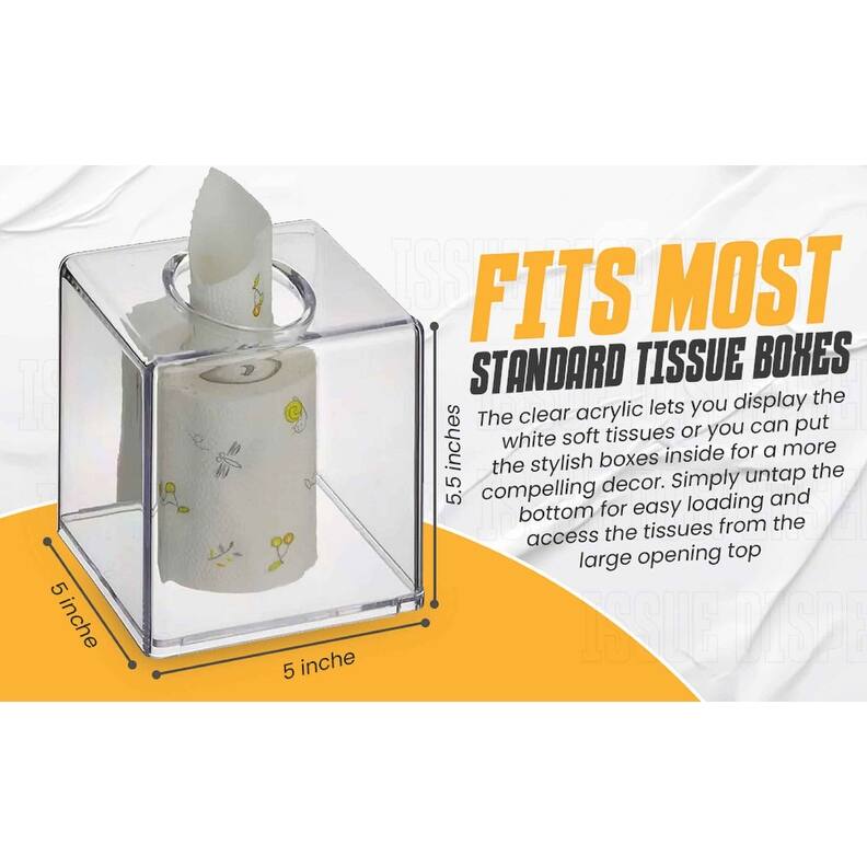 YBM Home Acrylic Clear Tissue Holder Napkin Dispenser, 1234 - 5x5x5.5 Inches - 5x5x5.5 Inches