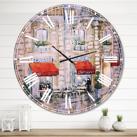 Designart 'Love in Paris II' Romantic French Country Large Wall CLock