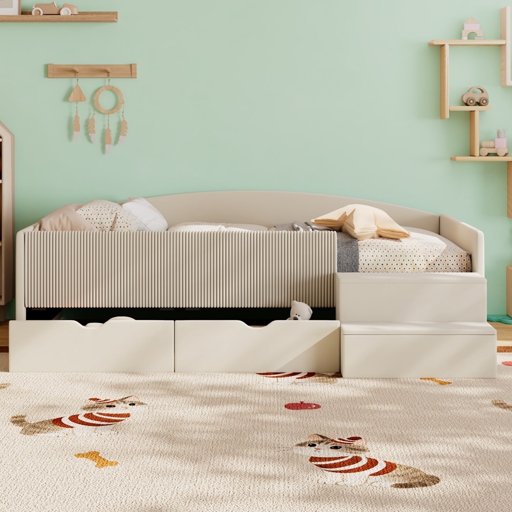 Upholstered Daybed Frame with 2 Storage Drawers