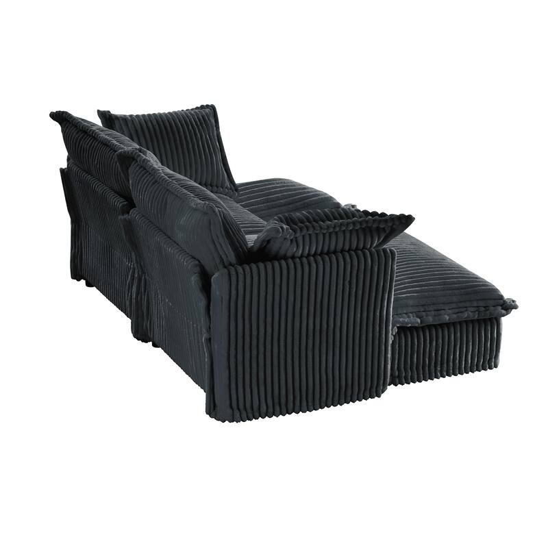 Modular Sectional Sofa Modern Convertible Loveseat Couch, 83.4 Inch 2-Seater Sofas Corduroy Sofas Set with Movable Ottoman