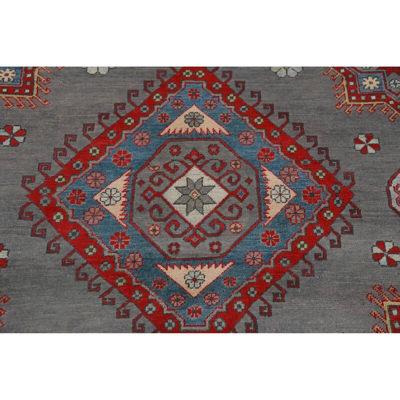 Hand Knotted Oriental 100% Wool Carpet Traditional Medallion Greys & Charcoal Kazak Area Rug - 10' 6'' X 7' 11''