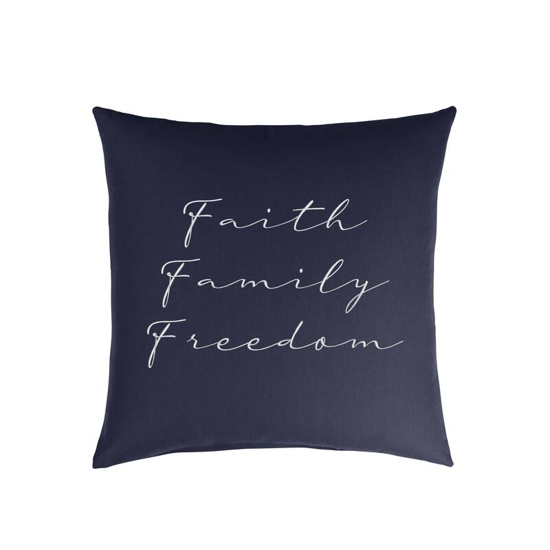 Mozaic Embroidered Faith Family Freedom Indoor/Outdoor Square Pillow - Navy