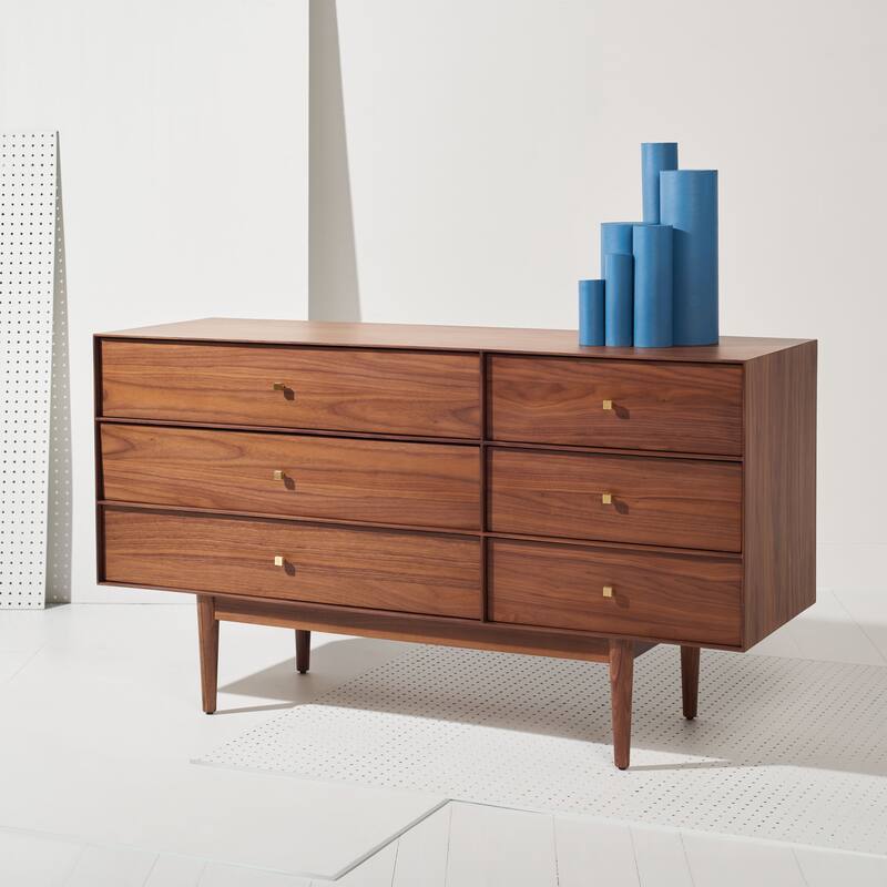 SAFAVIEH COUTURE Ever 6 Drawer Dresser - Walnut