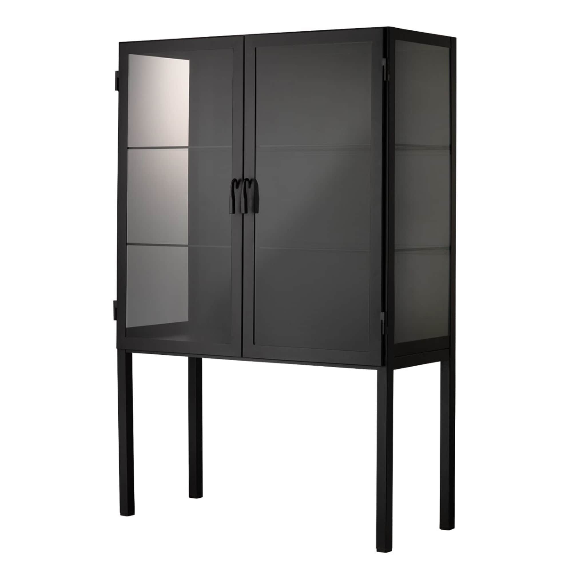 Shop 65 5 Black Metal And Clear Glass Chauncey Wide Curio Bar