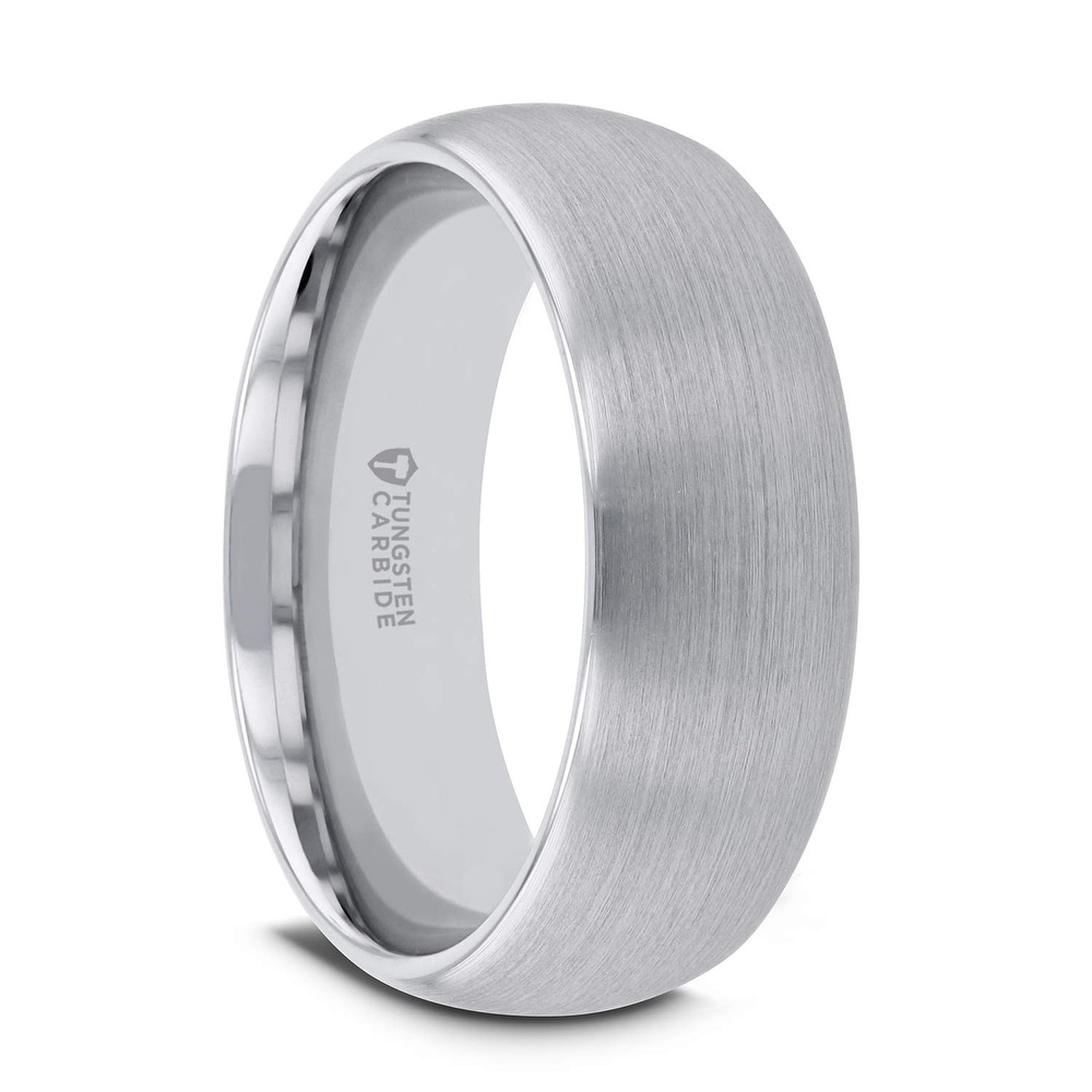Grey Titanium Wedding Band Ring Standard Faceted Polished 12 mm Black Faceted Edges 12mm Ring