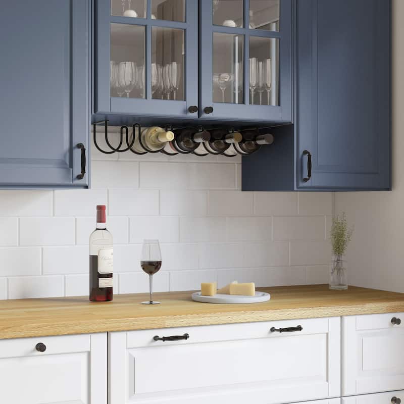 Wallniture Dijon 5-Sectional Wine Rack Wall Mounted or Under Cabinet Organizer, Black (Set of 2)