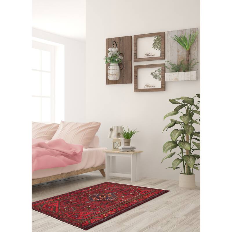 ECARPETGALLERY Hand-knotted Andelz Red Wool Rug - 4'1 x 6'2