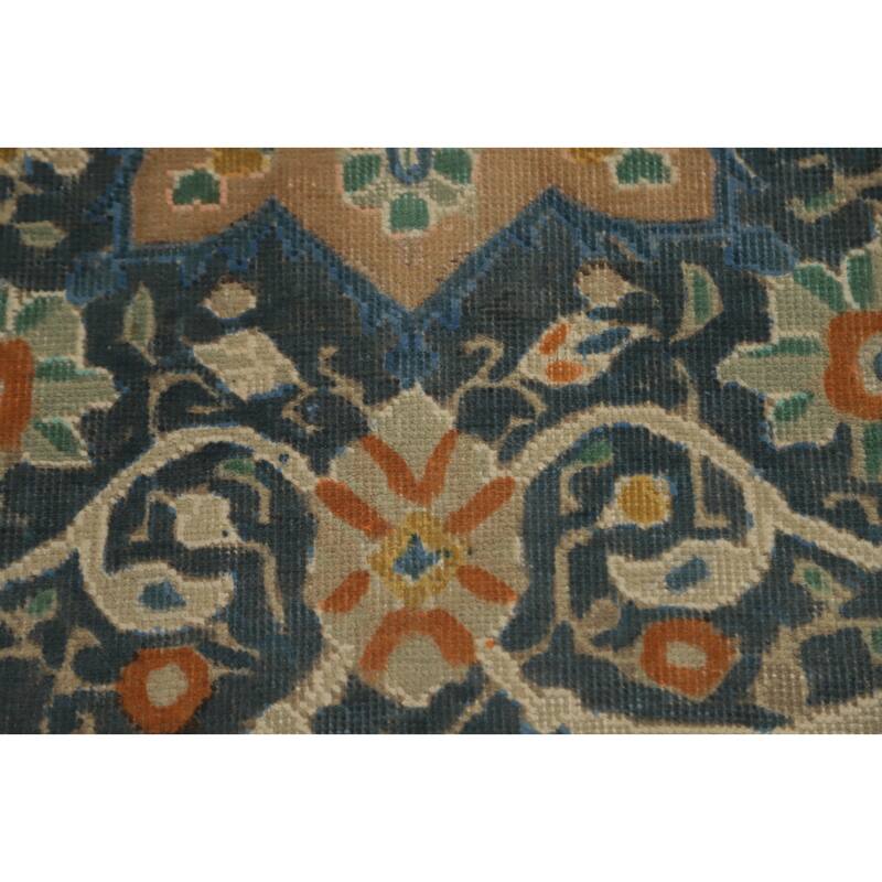 Hand Knotted Oriental 100% Wool Carpet Traditional Medallion Oranges & Rust Tabriz Area Rug - 10' 11'' X 7' 10''