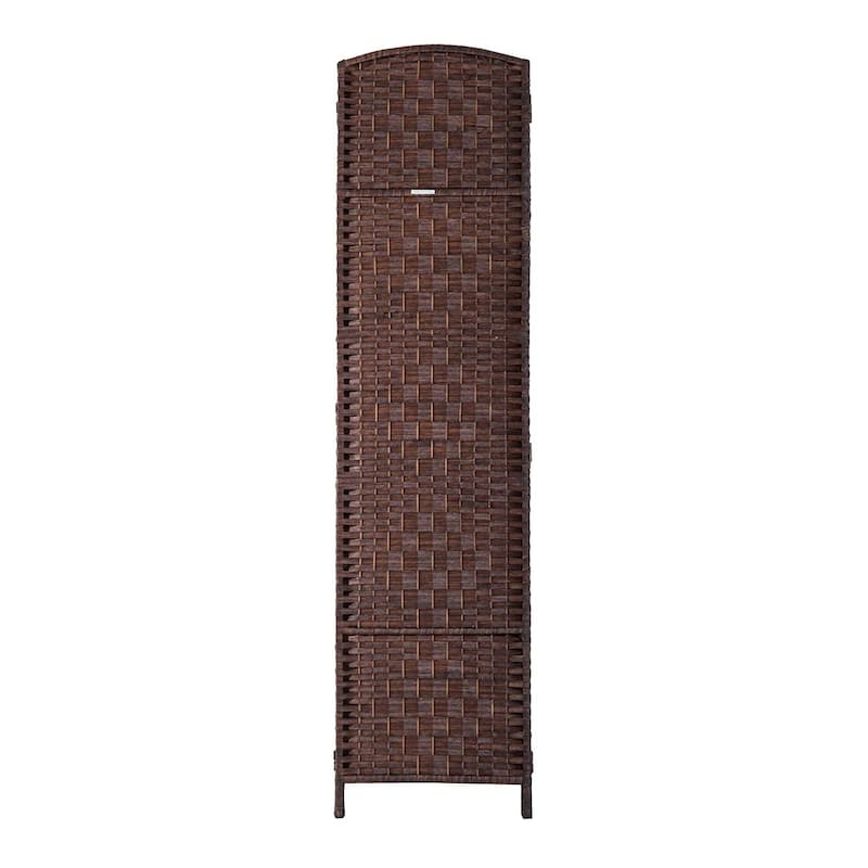 HomCom 6' Tall Wicker Weave Four Panel Room Divider Privacy Screen - Chestnut Brown