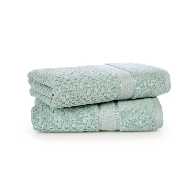 Hand Towel Popcorn Textured- Quick Drying 18 X 28 Inch by Ample Decor - 2 Pcs - Mint Green