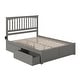 preview thumbnail 1 of 7, Mission King Platform Bed with Foot Board and 2 Drawers in Grey