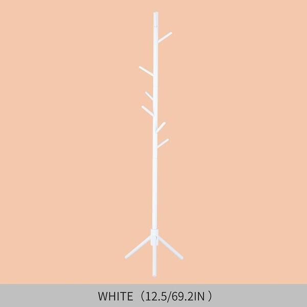 slide 2 of 7, Wooden Tree Coat Rack Stand 6 Hooks Free Standing Coat Rack - 12.5*12.5*69.2 White - 12.5*12.5*69.2