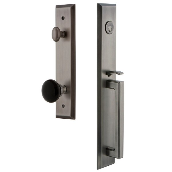Grandeur FAVDGRCOV_ESET_238 Fifth Avenue Solid Brass Rose Keyed Entry Single Cylinder Full Plate 'D' Grip Handleset with