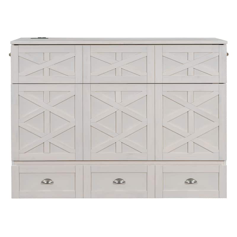 Queen/Full Murphy Bed with Large Drawers, Murphy Bed