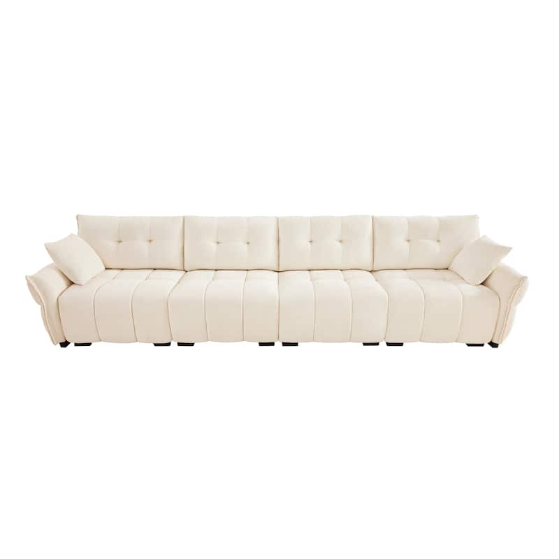 141.7" Chenille 5-Seat Sofa with Tufted Design,High-Resilience Sponge Cushions